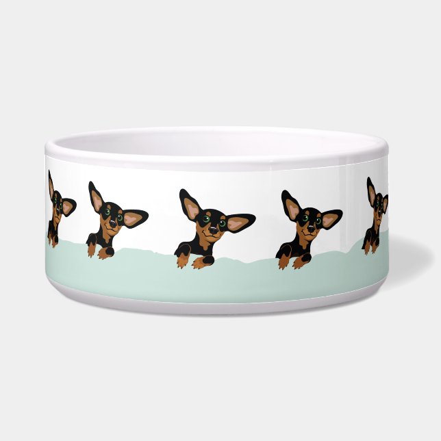 Winter landscape dachshund silhouette pet bowl (Front)