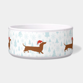 Winter landscape dachshund silhouette pet bowl