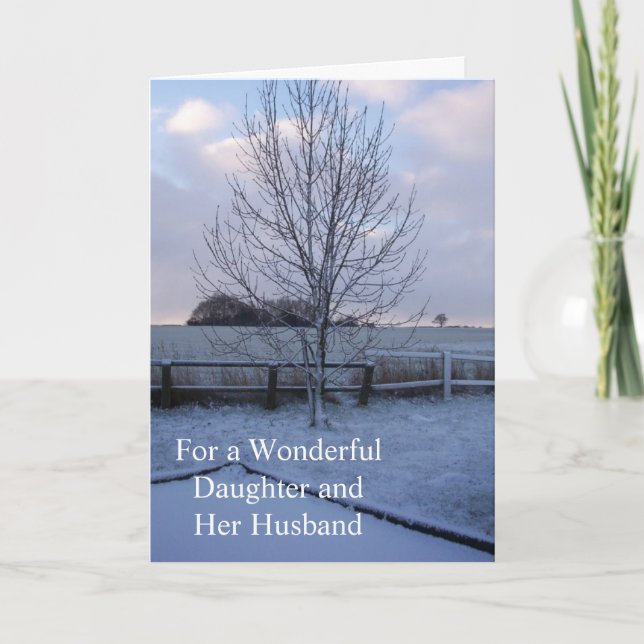 Winter Landscape Daughter Husband Christmas Holiday Card (Front)