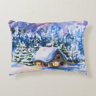 Winter landscape decorative cushion