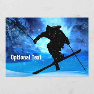Winter Landscape & Freestyle Skier - Customisable Invitation