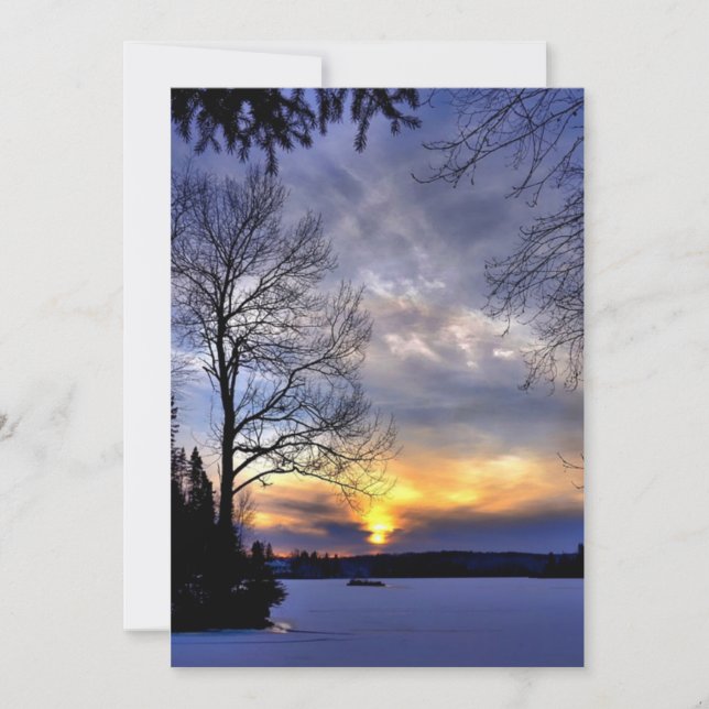 Winter Landscape, frosty winter night Card (Front)