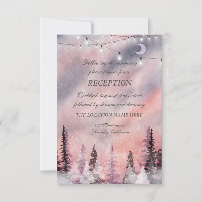 Winter Landscape Greenpine Fores Wedding Reception Invitation (Front)