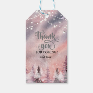 Winter Landscape Greenpine Forest Gift Tags