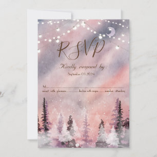 Winter Landscape Greenpine Forest RSVP  Invitation
