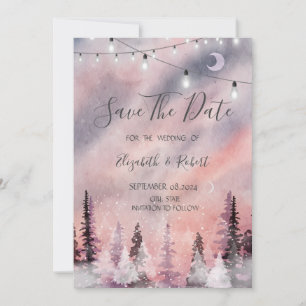 Winter Landscape Greenpine Forest Save The Date