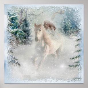 Winter Landscape & Horse Poster