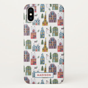 Winter landscape houses   Christmas Holiday   iPhone X Case