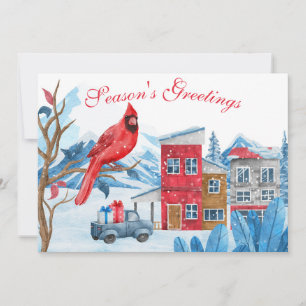 Winter Landscape Illustration Christmas Photo Card