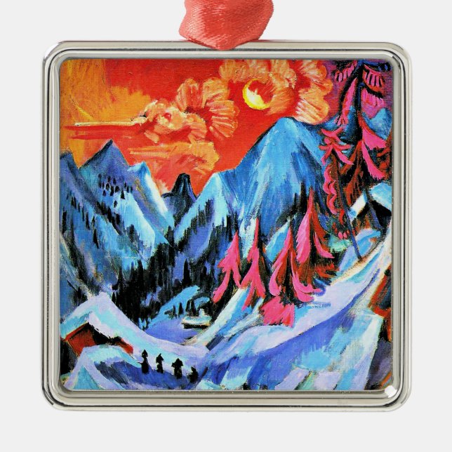 Winter Landscape in Moonlight by Ernst Kirchner, Metal Tree Decoration (Front)