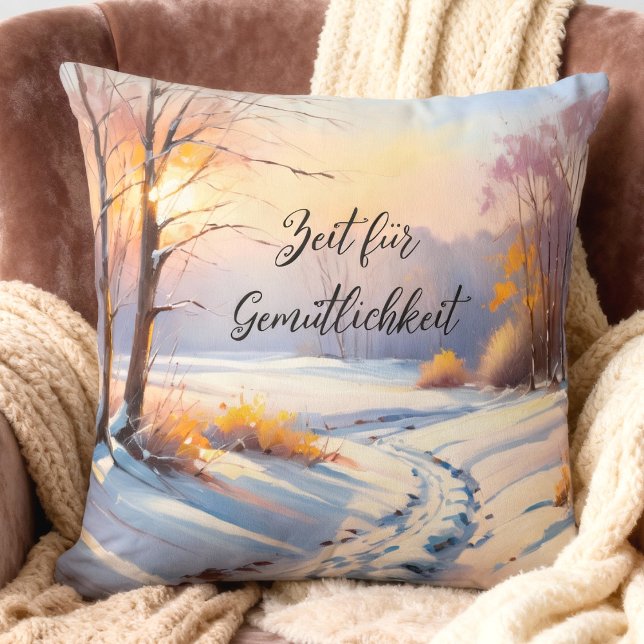 Winter landscape in the morning light cushion (personalisierbares Kissen mit einer Winterlandschaft im Morgenlicht)