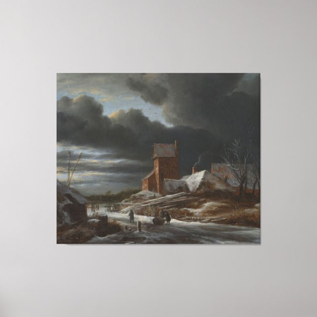 Winter Landscape, Jacob Isaacksz. van Ruisdael, c. Canvas Print (Front)