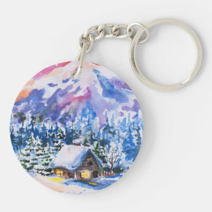 Winter landscape key ring