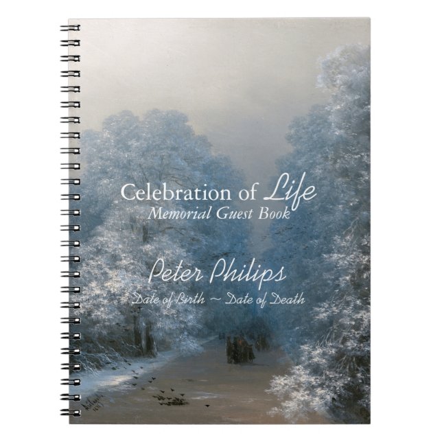 Winter Landscape Memorial Guest Book Notebook (Front)