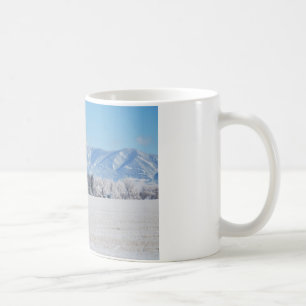 Winter Landscape of Trees, Snow and Mountains Coffee Mug