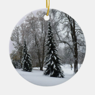 Winter Landscape Ornament Snow Trees Decorations