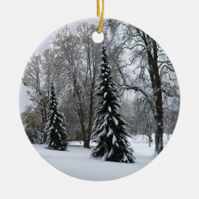 Winter Landscape Ornament  Snow Trees Decorations (Front)