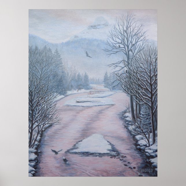 Winter Landscape Painting 9 Eagles Cheakamus River Poster (Front)