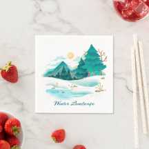 Winter Landscape Paper Napkin