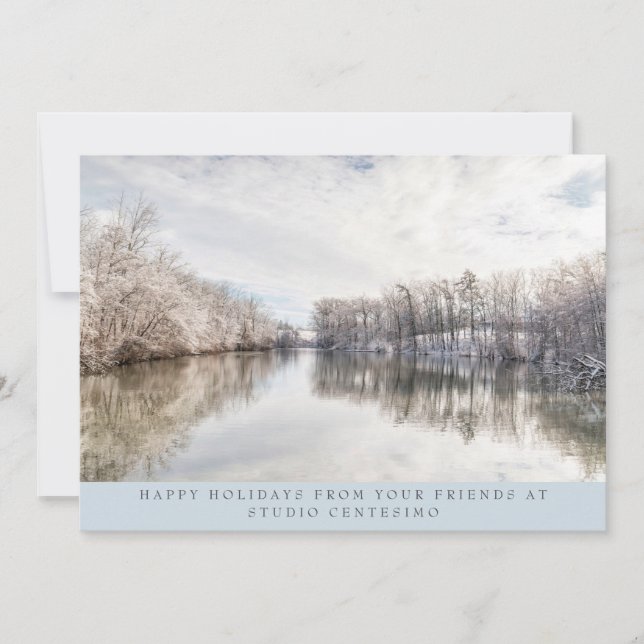 Winter Landscape Photo Corporate Logo  Holiday Card (Front)