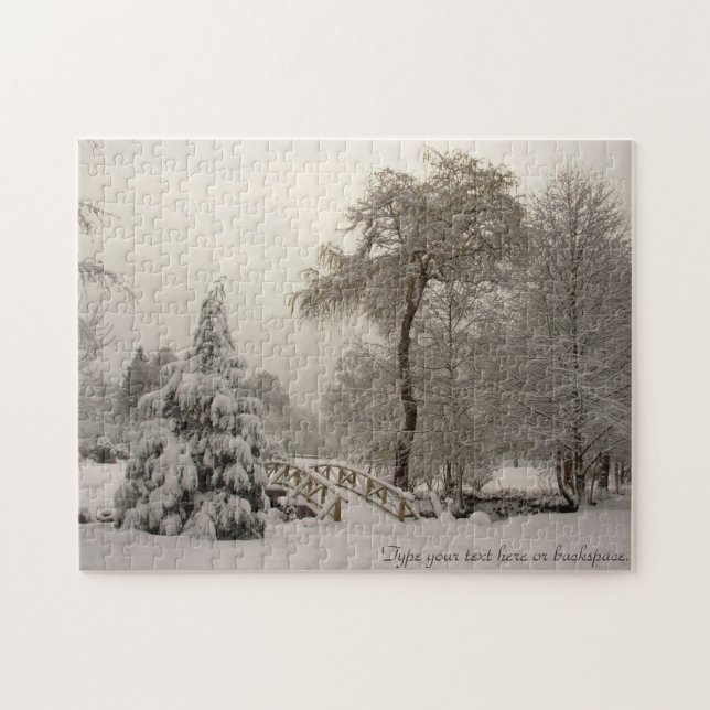 Winter Landscape Puzzle Personalised Winter Bridge (Horizontal)