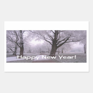 Winter landscape rectangular sticker