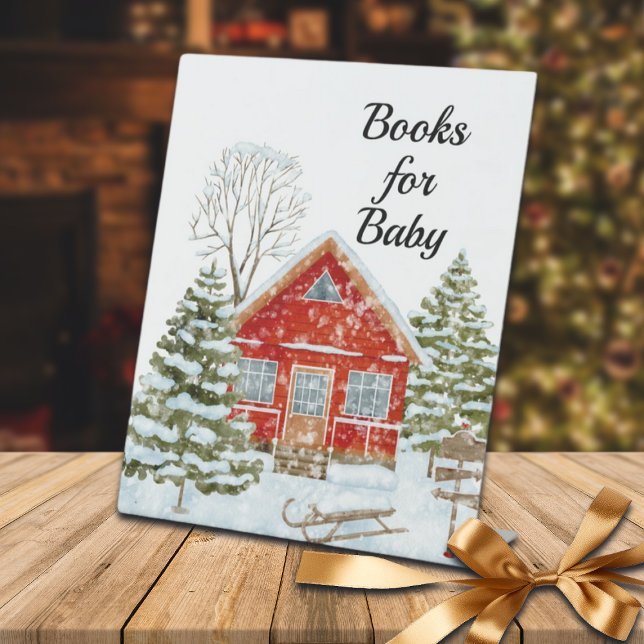 Winter Landscape Red House Books for Baby Pedestal Sign (Creator Uploaded)