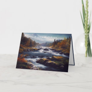Winter Landscape Rocky River Mountains Card