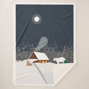 Winter landscape sherpa blanket