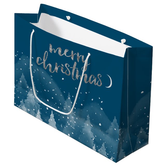 Winter Landscape Snow Large Gift Bag (Front Angled)
