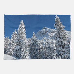 Winter landscape snow tea towel