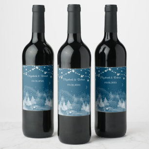 Winter Landscape Snow Wedding Wine Label
