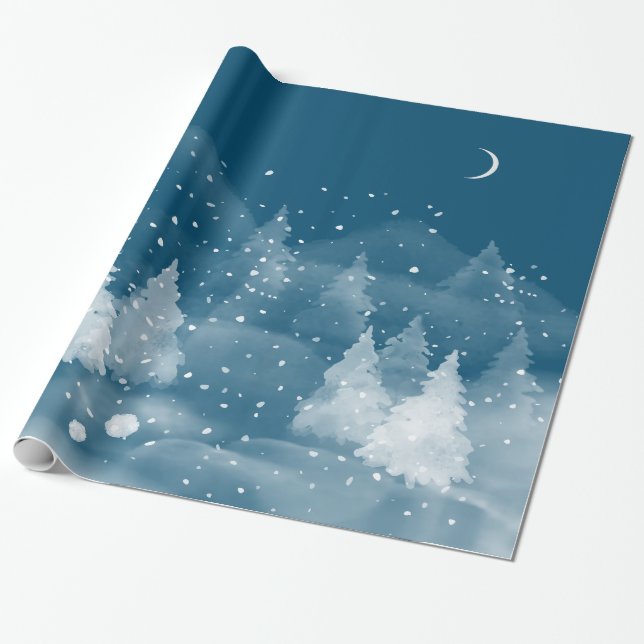Winter Landscape Snow Wrapping Paper (Unrolled)