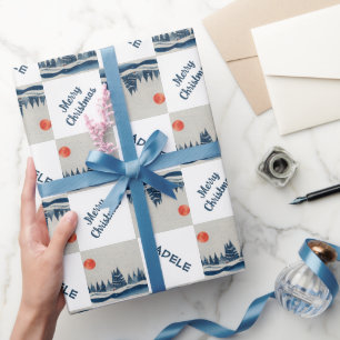 Winter Landscape Snowy Forest Moon Christmas  Wrapping Paper