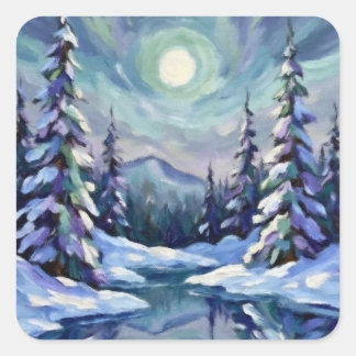 Winter Landscape  Square Sticker