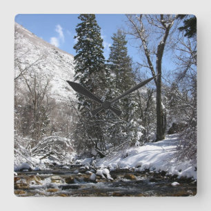Winter Landscape Square Wall Clock