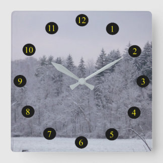 Winter Landscape Square Wall Clock