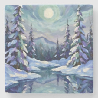 Winter Landscape Stone Coaster