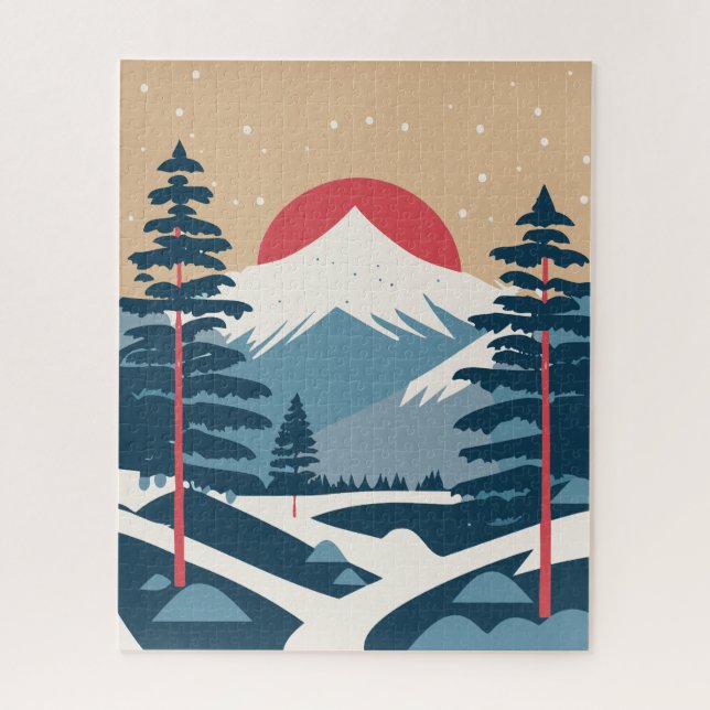 Winter Landscape & Sunrise Jigsaw Puzzle (Vertical)