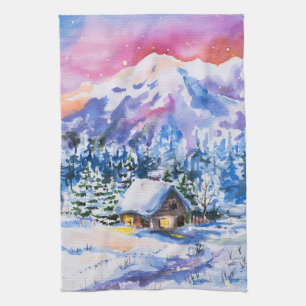 Winter landscape tea towel