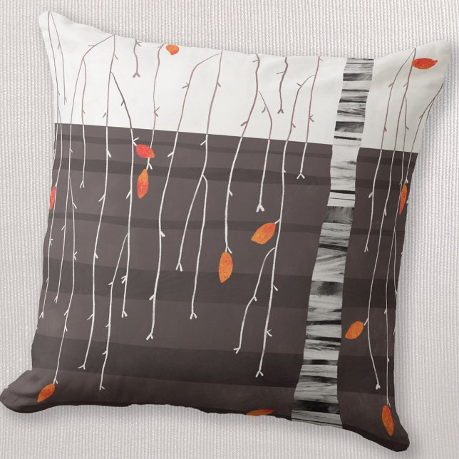 Winter Landscape Tree Art Cushion (Winter tree landscape abstract art throw pillow)