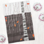 Winter Landscape Tree Art Tea Towel<br><div class="desc">The Last of the Leaves.  Minimalist contemporary landscape painting featuring a tree in late autumn or fall,  at the beginning of winter with bright colourful falling leaves on a monochrome black and white abstract background. Original art by Nic Squirrell.</div>
