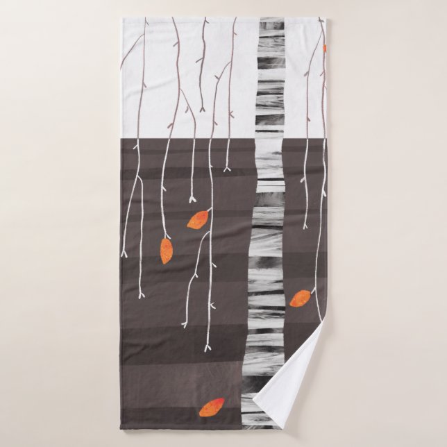 Winter Landscape Tree Painting Bath Towel Set (Bath Towel)