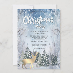 Winter Landscape Trees Deer Christmas Company Invitation