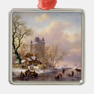 Winter Landscape with a Castle Metal Tree Decoration