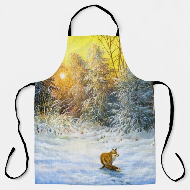 Winter landscape with a fox on a decline apron (Front)