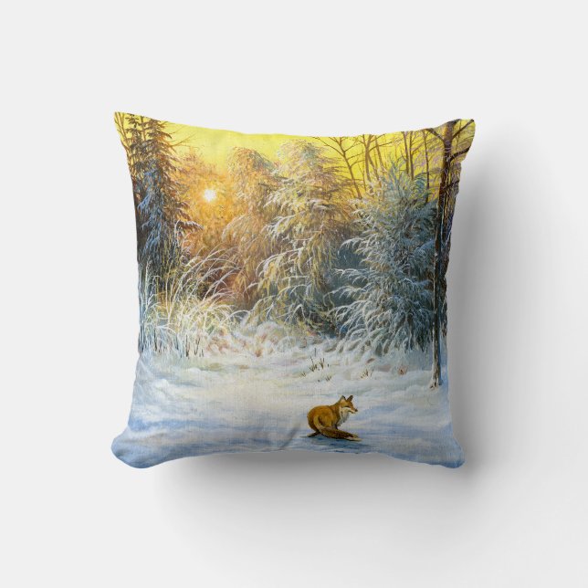 Winter landscape with a fox on a decline cushion (Front)