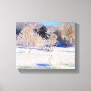 Winter Landscape with a White Hare by B. Liljefors Canvas Print