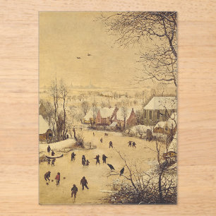 Winter landscape with bird trap by Pieter Brueghel Acrylic Invitations