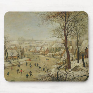 Winter Landscape with Bird Trap (oil on panel) Mouse Mat